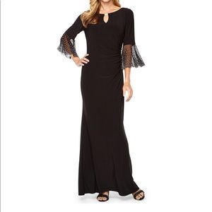 3/4 sleeve beaded long black dress size 12
